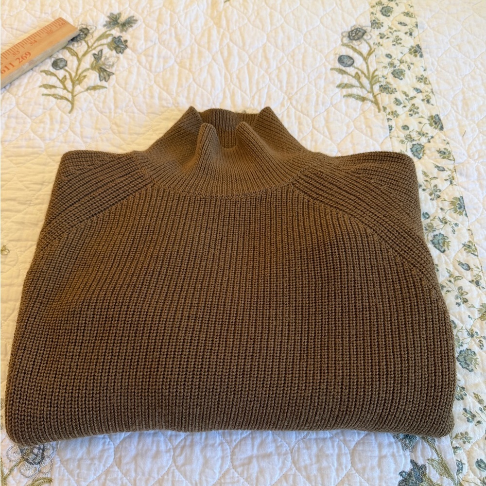 Eileen Fisher Petite Brown Merino Wool Knit Sweater